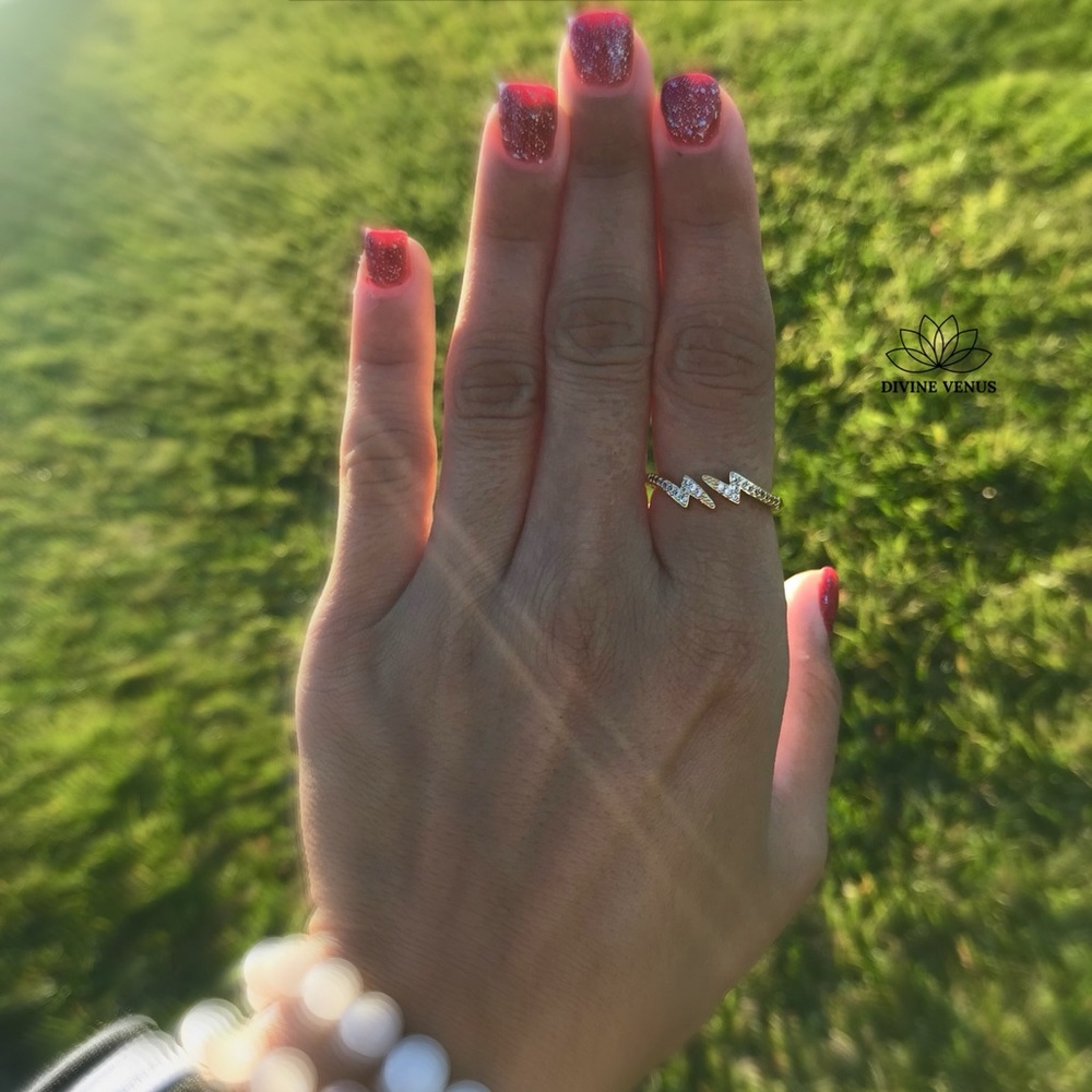Lightning Bolt Ring ⚡️ 18K Gold Plated Brass ⚡️ - Picture 12 of 14